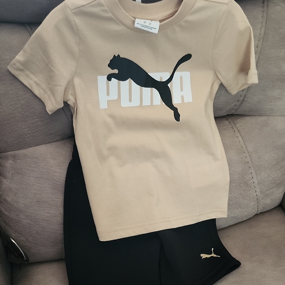 Puma Beige Tee and Black Shorts Combo(NWOT)